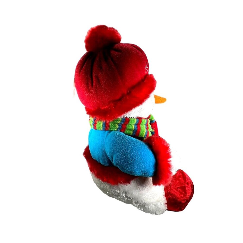 Plush Snowman Dan Dee Collectors Choice Scarf Sweater 14" Hat Snowflakes NWT - Picture 6 of 14